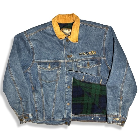 American Vintage Other - Vintage 90s Lined Denim Trucker Jacket with Tan Collar